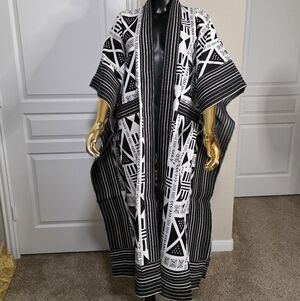 Asooke Ankara Kimono Duster/African Print Jacket/ Tribal Kimono With Pockets/One